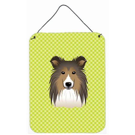 Carolines Treasures Checkerboard Lime Green Sheltie Wall and Door Hanging Prints BB1304DS1216